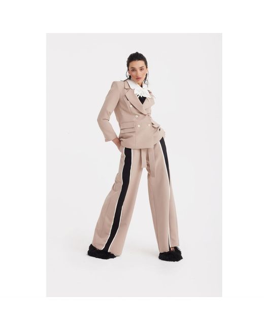 Julia Allert Natural Neutrals Classic Tailored Double-Breasted Blazer