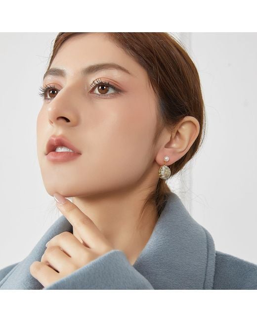 Soft Strokes Silk Metallic Neutrals Pure Silk Brocade Earrings With Freshwater Pearls