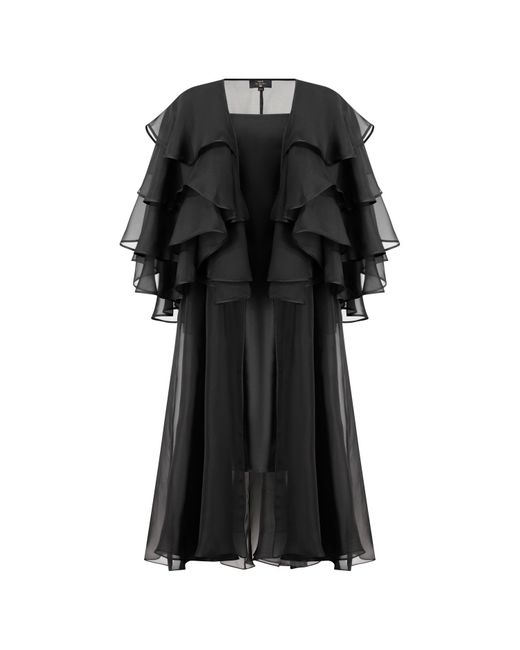 Azzali Black Multi Biased Layers Of Pure Organza Abaya