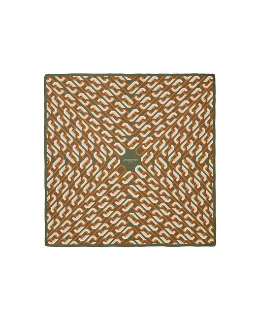 Le Parmentier Metallic Chain Motif Silk Square Scarf