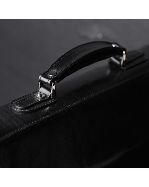 Time Resistance Black Leather Briefcase Laptop Bag for men