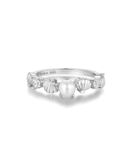 Azura Jewelry New York White Pearl Lagoon Ring Set Vermeil