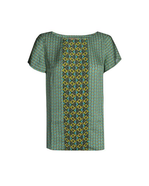 2KStyle Green Marina Geometrical Print Satin Blouse