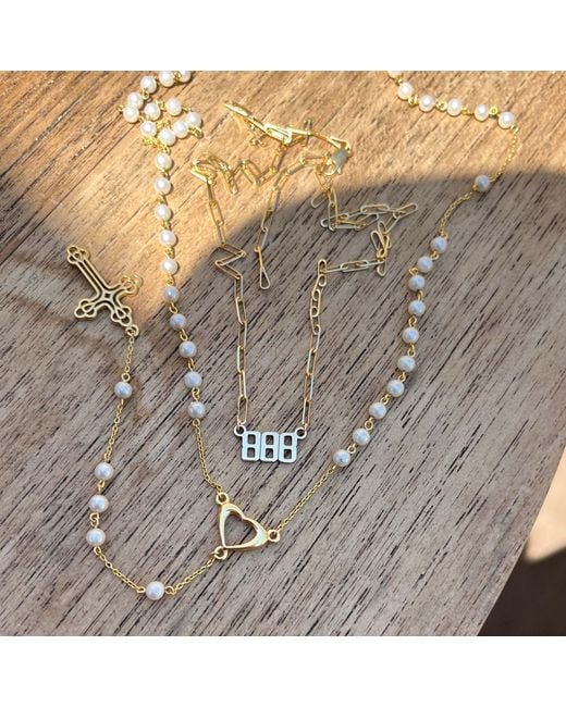 Leni James Metallic The Paloma Pearl Rosary Necklace