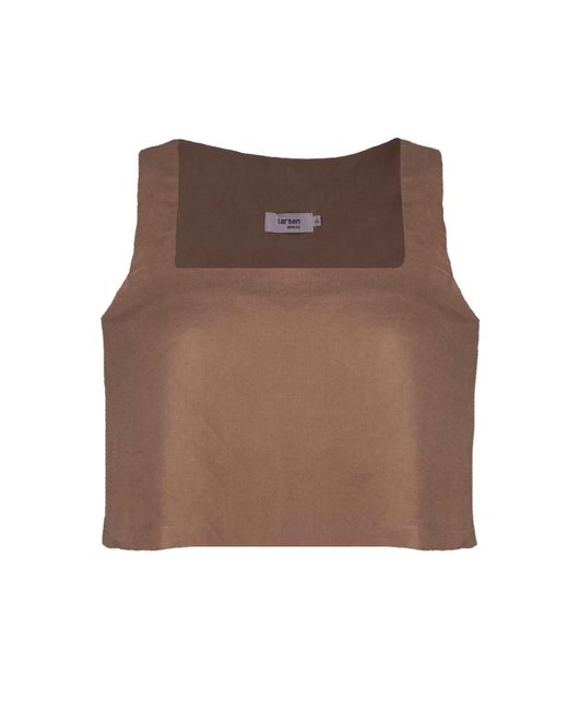 Larsen and Co Brown Pure Linen Palma Top In Latte