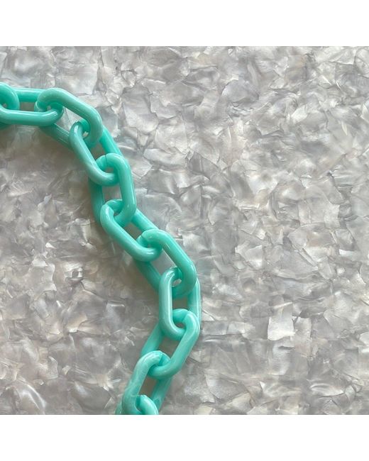 CLOSET REHAB Green Chain Link Short Acrylic Purse Strap In Aquamarine
