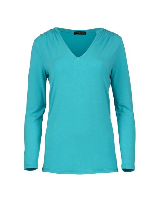 Conquista Blue Jersey V Neck Top
