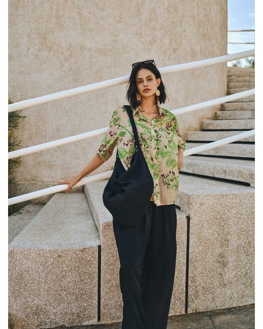 Lost Pattern Black Beach Blossom Wide-Leg Pants