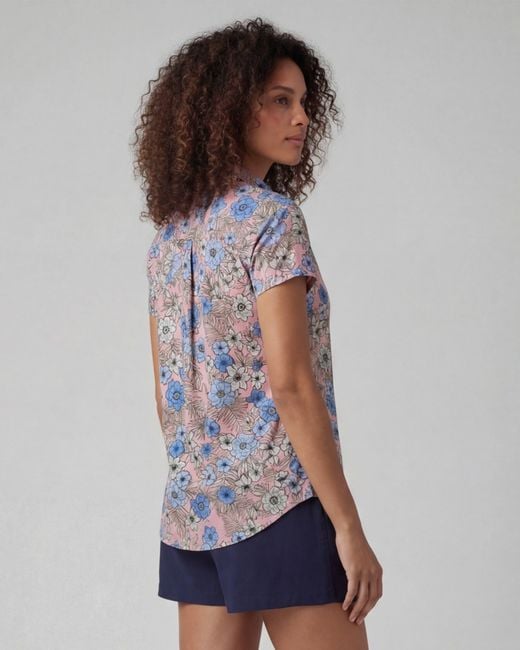 Lords of Harlech Blue Shelley Tropical Mix Coral Printed Shirt