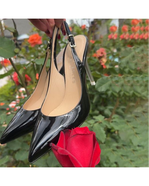 Beautiisoles by Robyn Shreiber Made in Italy Black Marjorie Patent Leather Sexy Pump Comfortable Work Valentine Date Sexy Slingback