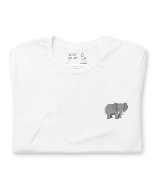 Anchor and Crew White Think Ocean Elephant Aspirations Cotton Embroidered T-Shirt for men