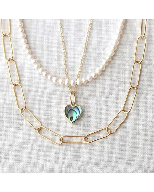 Kris Nations Metallic Abalone Heart Charm Necklace