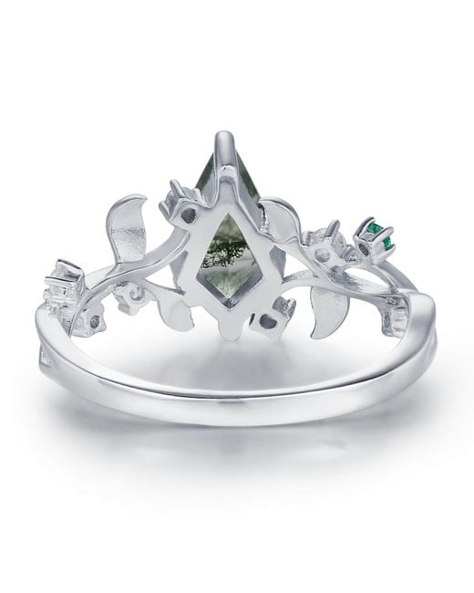 Azura Jewelry New York Blue Secret Garden Moss Agate Emerald Ring Vermeil