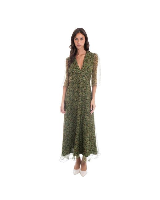 Sofia Tsereteli Green Floral Silk Gown