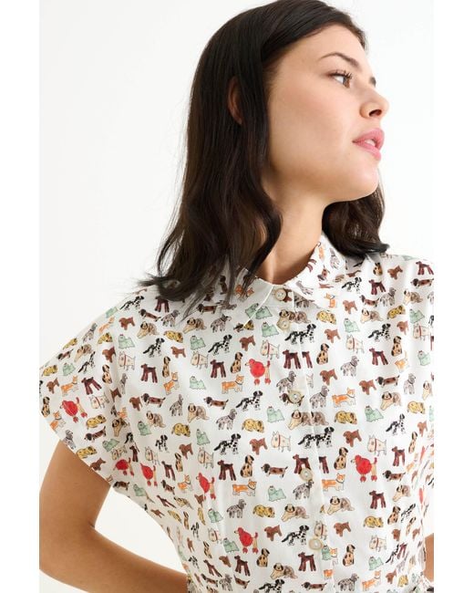 Louche Multicolor Danica Dogs Day Short Sleeved Shirtdress