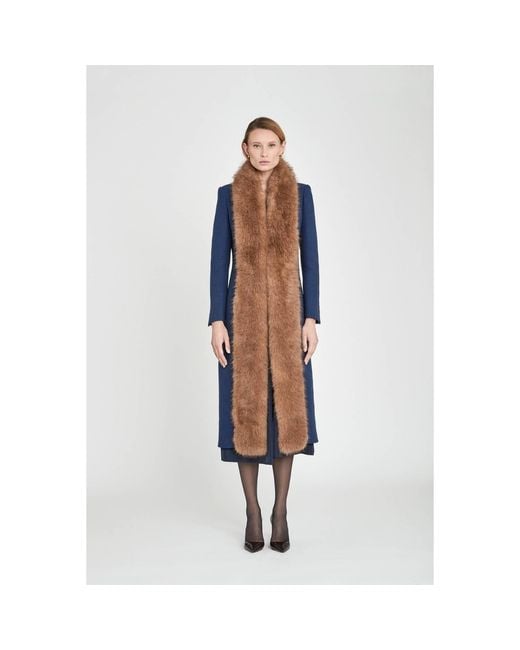 The Extreme Collection Blue Sapphire Faux Fur Structured Long Coat