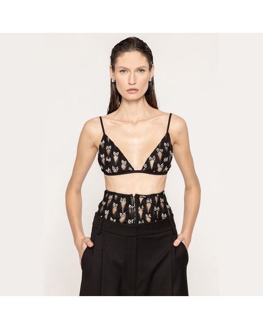 Nissa Black Handmade-Embellishments Tulle Waist Belt