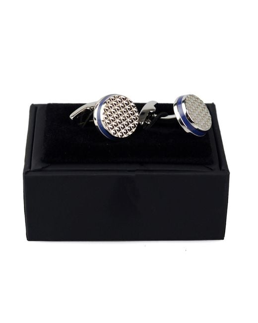 DAVID WEJ Black Round Gem Cufflinks – for men