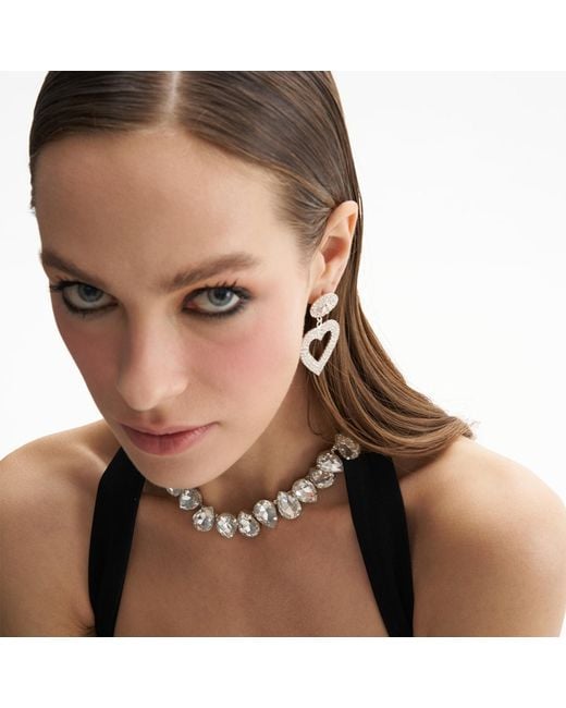 Maison De Gala Metallic Amy Crystal Heart Drop Earring