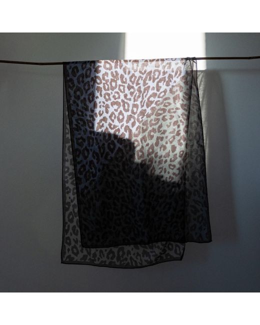 Lamberty Munich Blue Leopard-Print Wool And Silk Stole