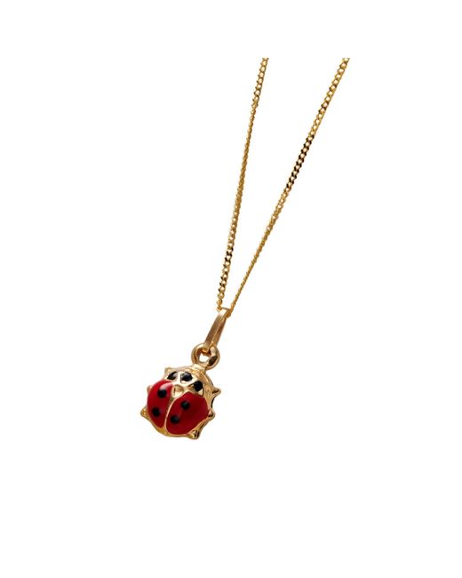 Posh Totty Designs Brown 9Ct Enamel Ladybird Charm Necklace