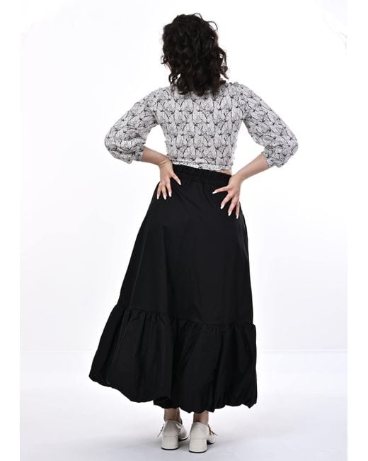 Frock Tales Black Calvatia Puffball Midi Skirt