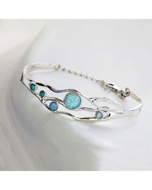 Isla Silver Blue Handmade Fire Opal Bracelet