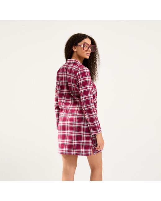 Pretty You London Red Classic Cotton Plaid Nightshirt