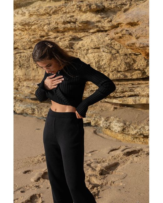 SALANIDA Black Brera 100% Merino Long-Sleeve Top