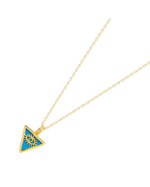 Ebru Jewelry Metallic Triangle Pendant Evil Eye Talisman Necklace