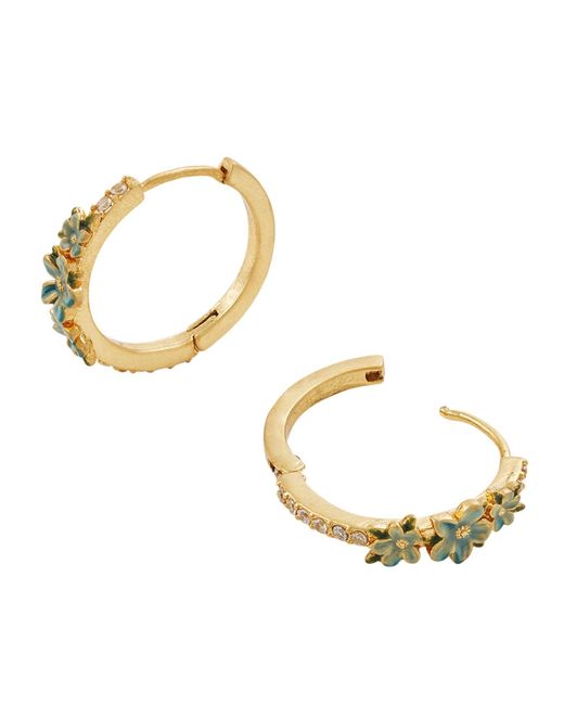 Fable England Metallic Floral Wreath Necklace & Floral Wreath Hoop Earrings Set