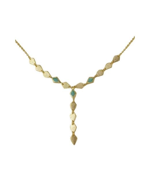 Marcia Moran Metallic Falk Delicated Lariat Necklace With Amazonite Stone