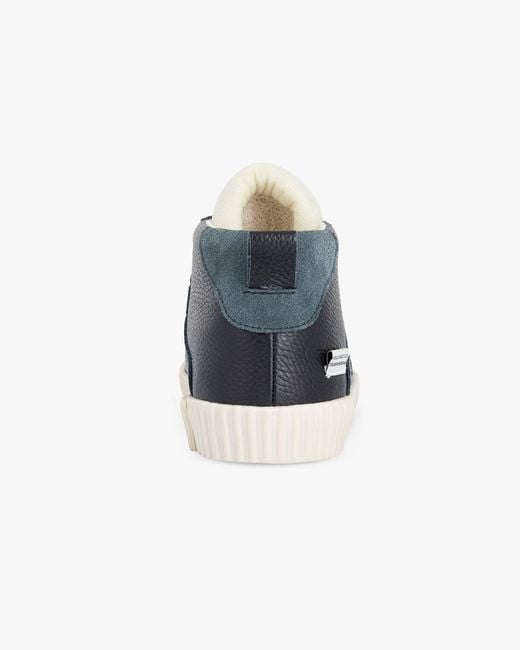 Springa | Unique Vulcanized Sneakers Italian Handmade Blue Wavy Leather High Top Sneakers for men