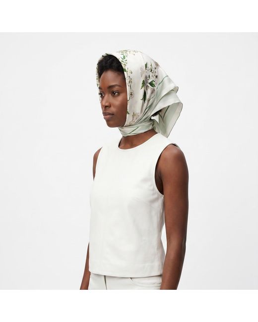 Jessie Zhao New York Metallic Neutrals Lily Garden Double Sided Silk Scarf