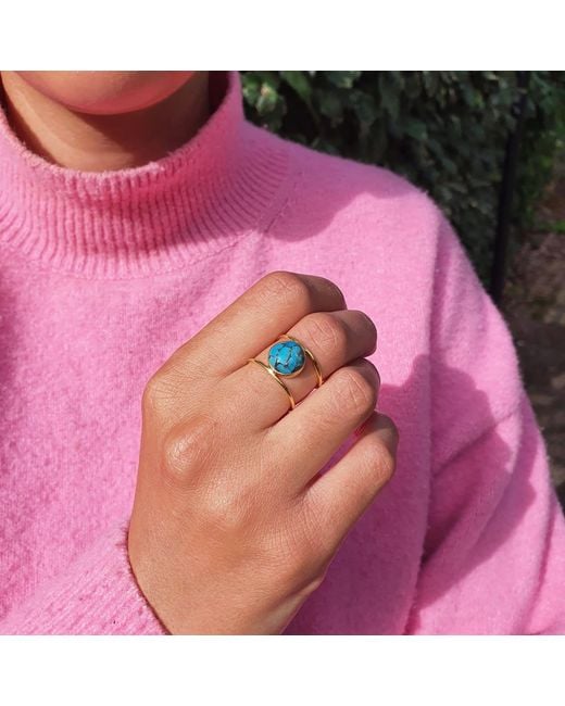 Harfi Blue Gemstone Vermeil Played Statement Ring