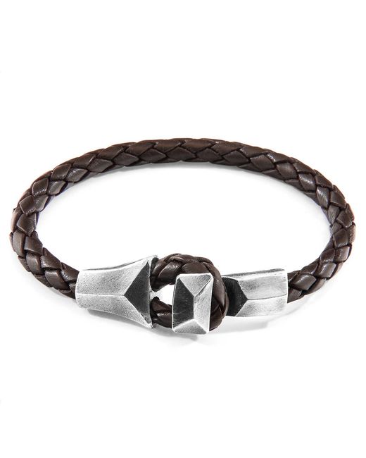 Anchor and Crew Brown Cacao Alderney & Braided Leather Bracelet for men