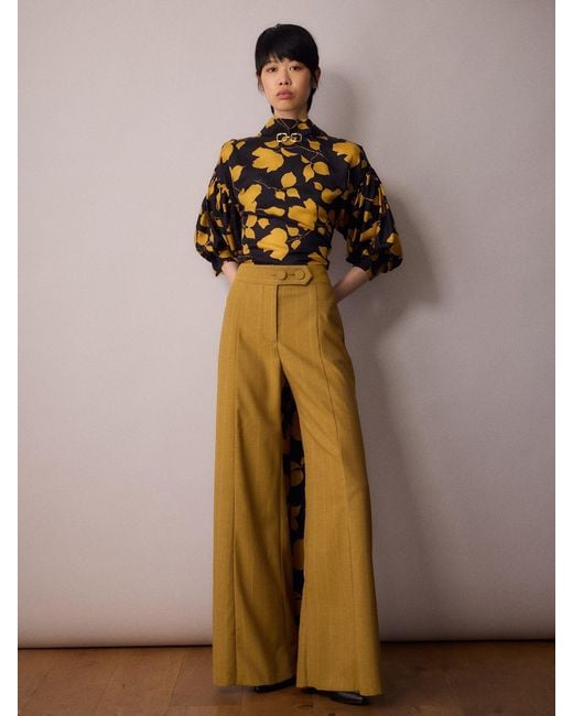 Amanda Thompson Couture Natural Anderson Trouser Mustard Pinstripe