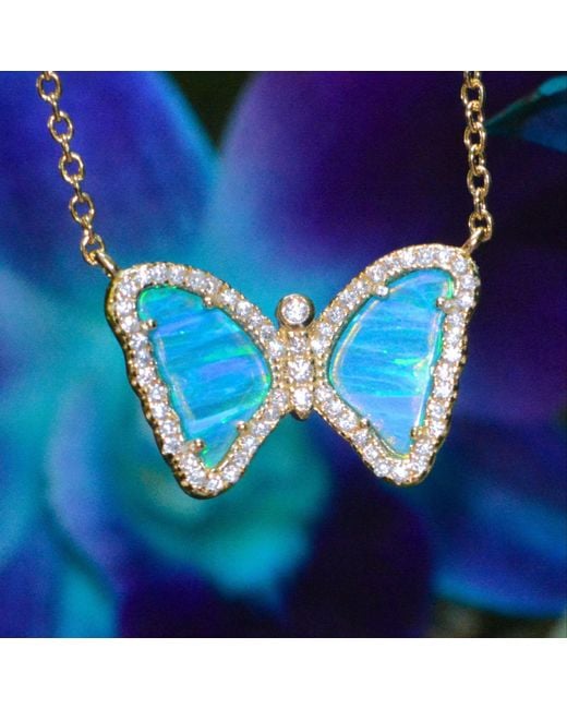 KAMARIA Pink Mini Opal Butterfly Necklace