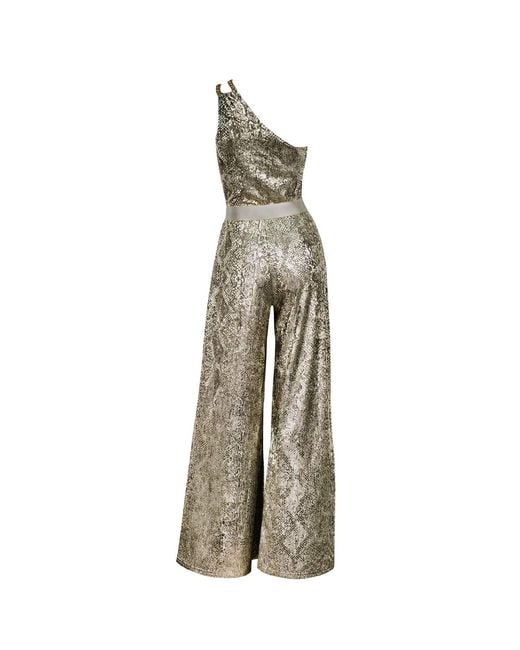 Me & Thee Gray Ponder A Thought Metallic Snakeskin Jumpsuit