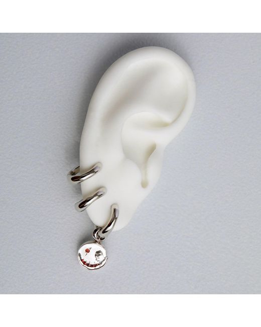 Kasun Metallic Smile Hoop Earrings – April – Diamond