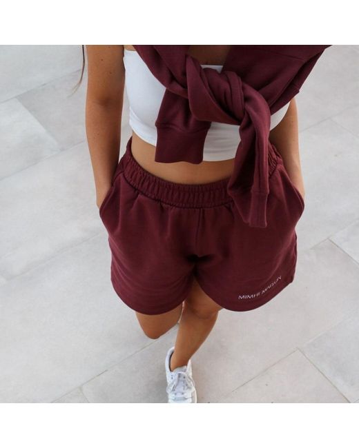 Mimhi Maison Red Oversized Cotton Shorts – Burgundy