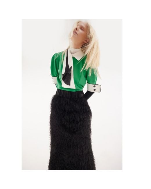 Julia Allert Green Statement Blouse With Collar And Cuffs –