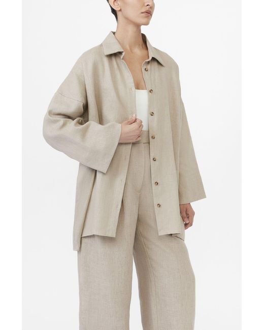 Dāl the Label Brown Essential Linen Oversized Shirt Terracota