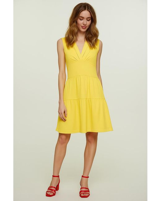 Conquista Yellow Sleeveless Cotton Jersey Dress