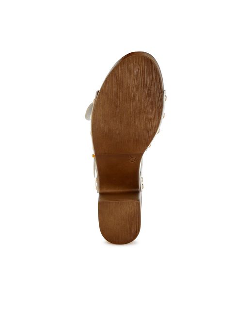 Rag & Co White Ompasa Genuine Leather Clog Sandals