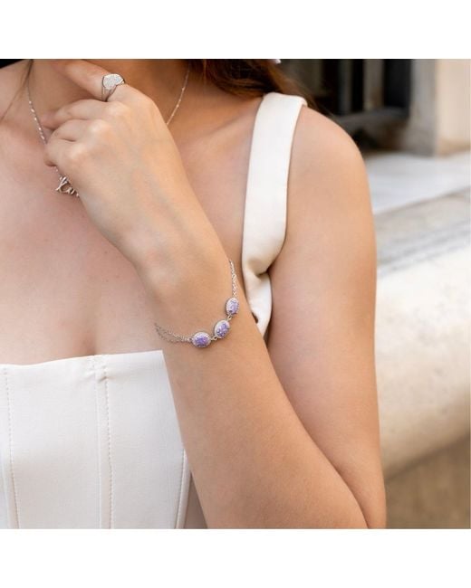 Spero London Metallic Sterling Opal Halo Bracelet