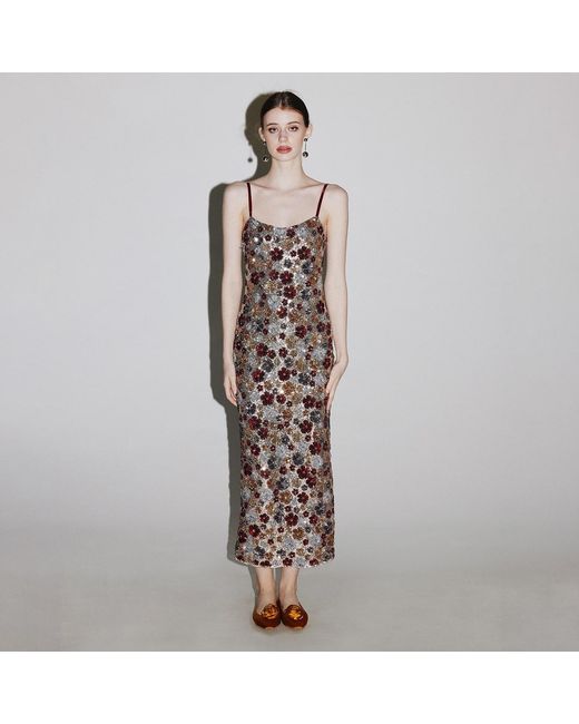 Belsize25 Purple Mayfair Series – Garden Dress Sequinned Halterneck Evening Midi Gown