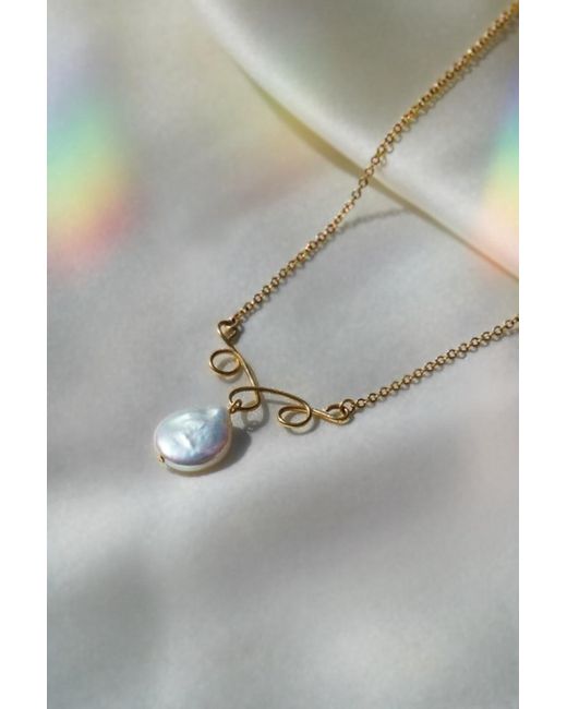 Katy Faye Metallic Geneviève Pearl Necklace