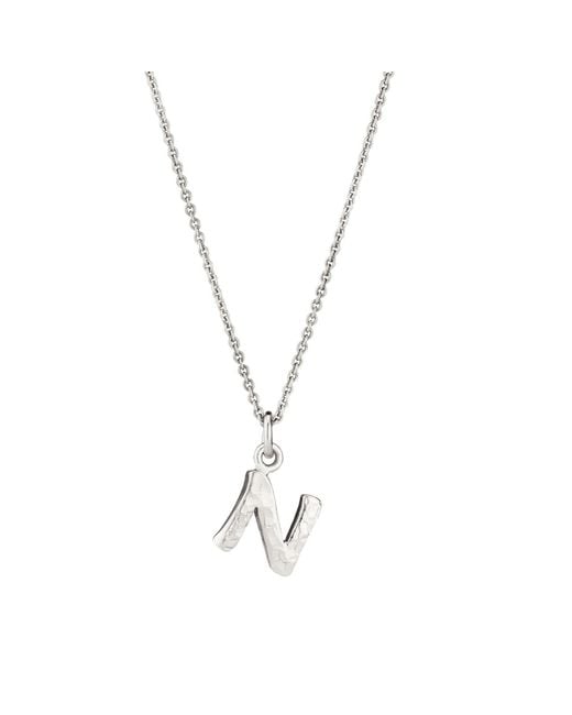Posh Totty Designs Metallic Sterling Silver Textured Initial Letter Necklace