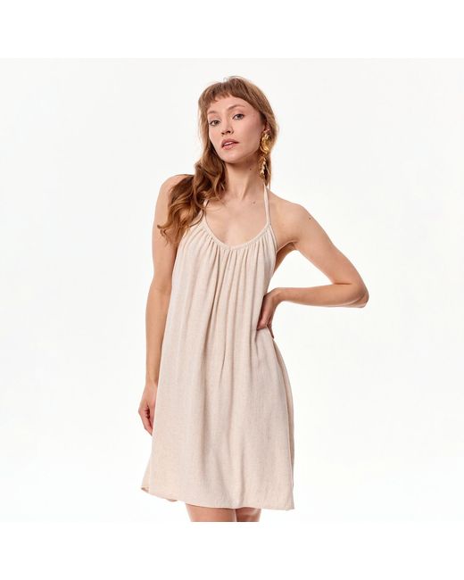 Mandragora White Neutrals Summer Dress With Open Back